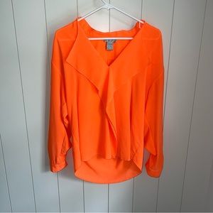 Alberto Makali ruffle Y2K neon blouse